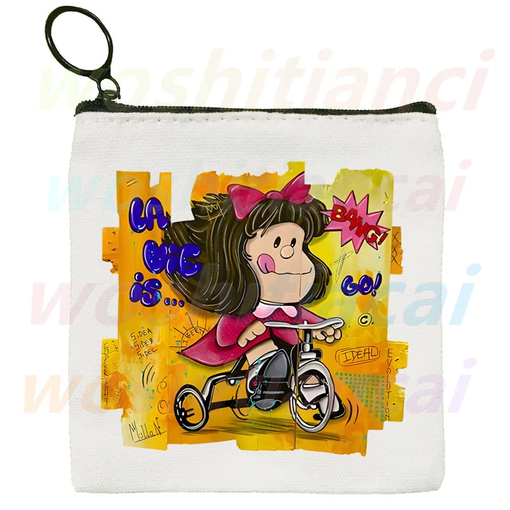 

Mafalda милый мультяшный кавайный холщовый кошелек для мелочи с логотипом на заказ сумка для хранения Холщовая Сумка новая сумка для мелочи кошелек для мелочи