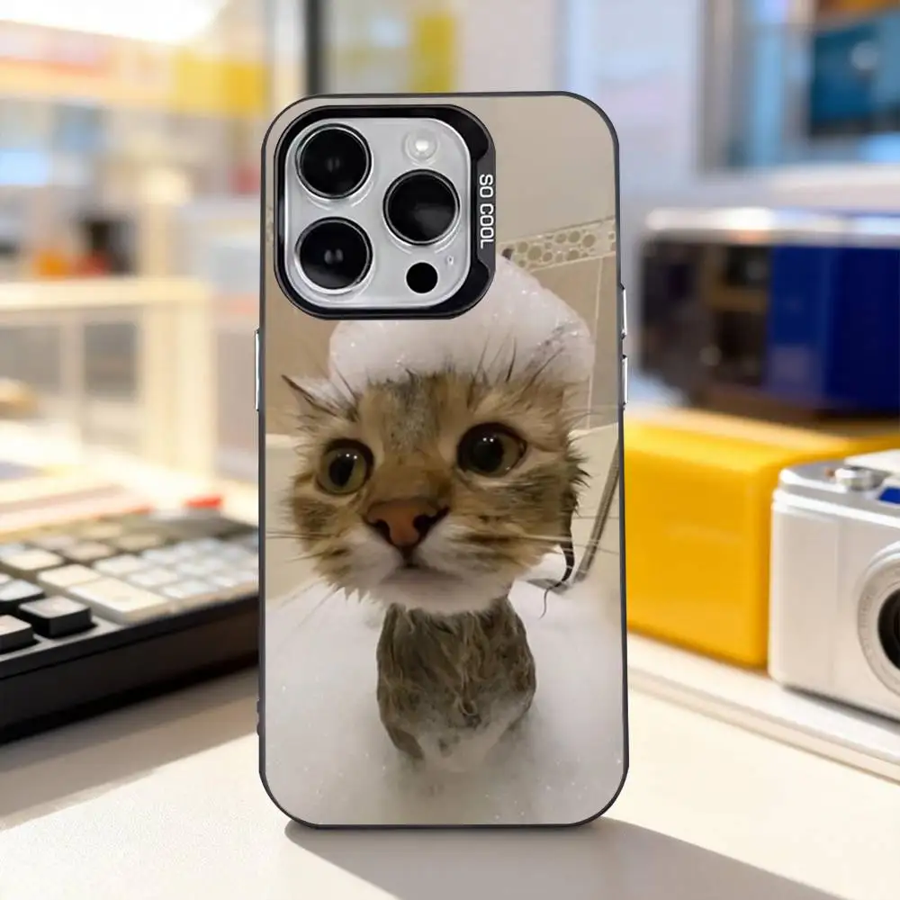 Фото Забавные мемы с котиками: милый чехол для iPhone 11, 12, 13, 14, 15, 16, 17, Pro, Max, Plus, E, Air, Mini, матовый черный IMD №4