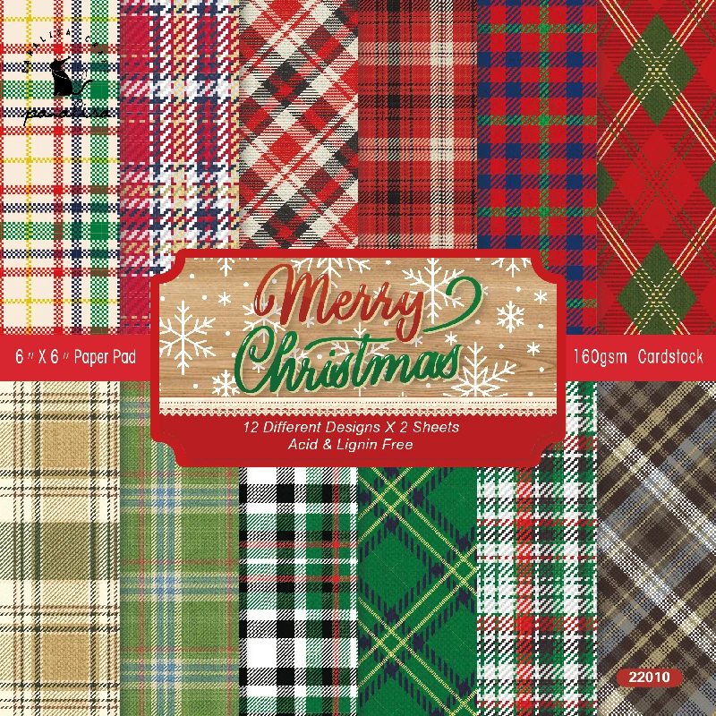 

Panalisacraft 24 sheets 6"X6" Christmas Plaid Scrapbook paper Scrapbooking patterned paper pack handmade craft Background paper