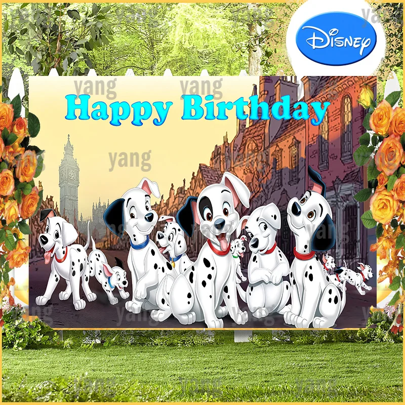 Disney The Dog Family Castle Background Happy Birthday Party Tapestry One Hundred and One Dalmatian Backdrop Home Decortion Gift