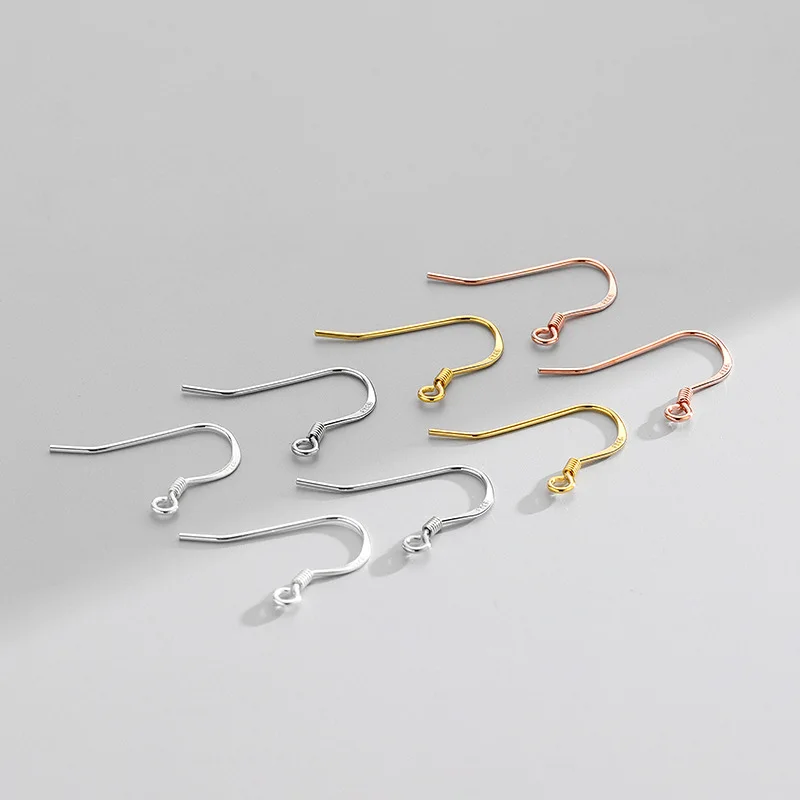 4Pcs S925 Hypoallergenic Sterling Silver Earring Hook Clasps Earwire DIY Earring Findings For Jewelry Making Supplies