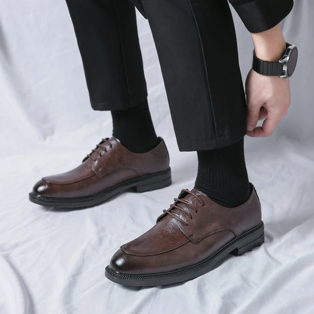 Genuine Cow Leather Brogue Wedding Business Men Casual Flats Vintage Handmade Oxford Shoes For Men Black Burgundy 2023 4