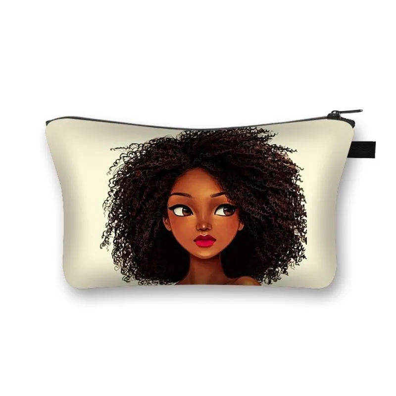 

Косметичка на молнии для афро-девушки 22x13 см