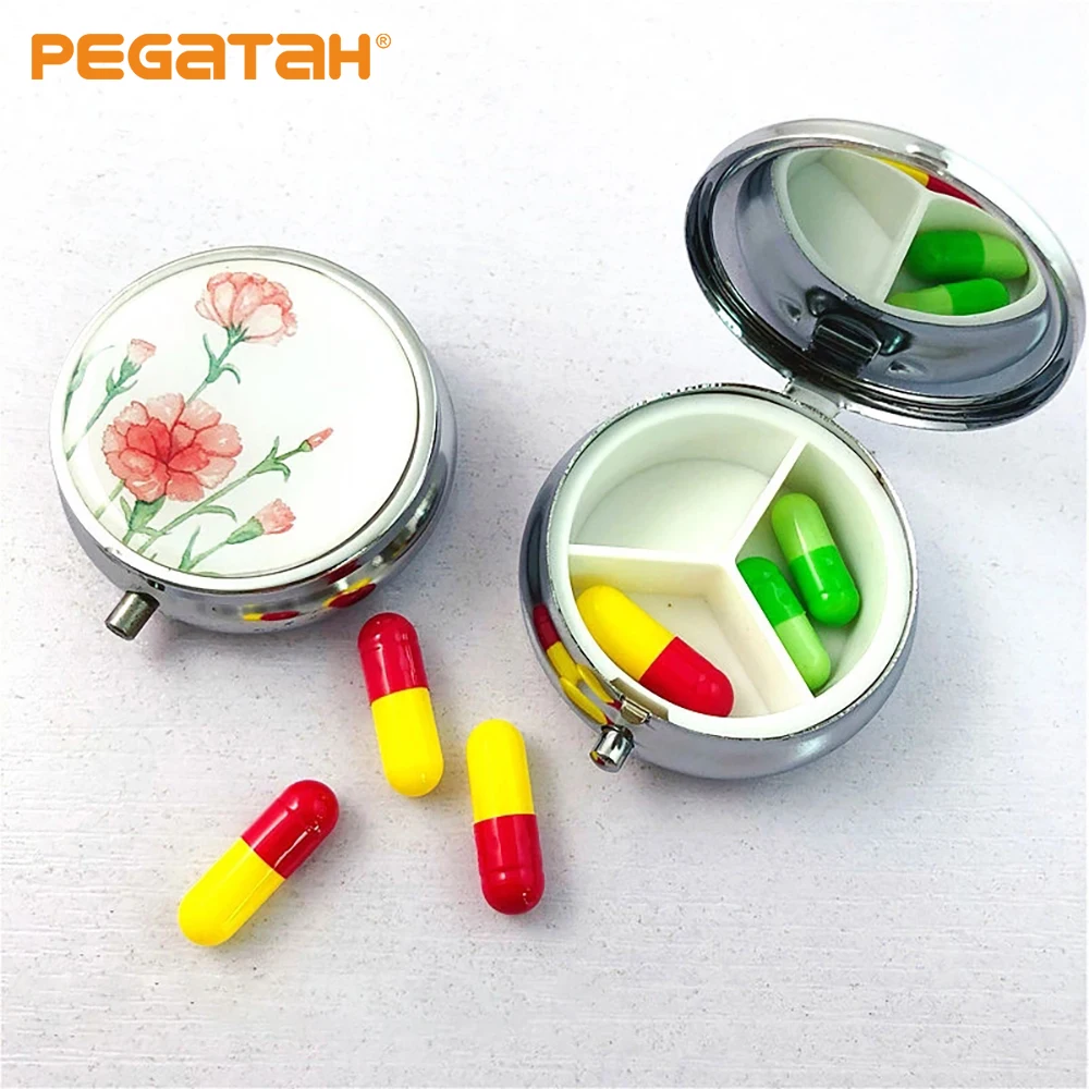 

Metal Pill Boxes Stainless Steel Round Pill Boxes Medicine Organizer Container Medicine Case Splitters Pill Candy Box