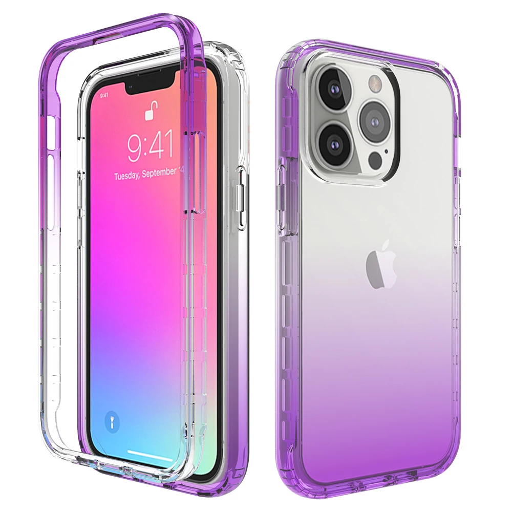 

Phone Case for iPhone 13 12 11 Pro Max Mini X XR XS 6 7 8 Plus Cases Luxury Bumper Protector Frame Gradient Clear Cover no glass