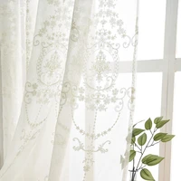 luxury european embroidered sheers curtains for living room bedroom modern tulle curtain window finished treatments drape panel