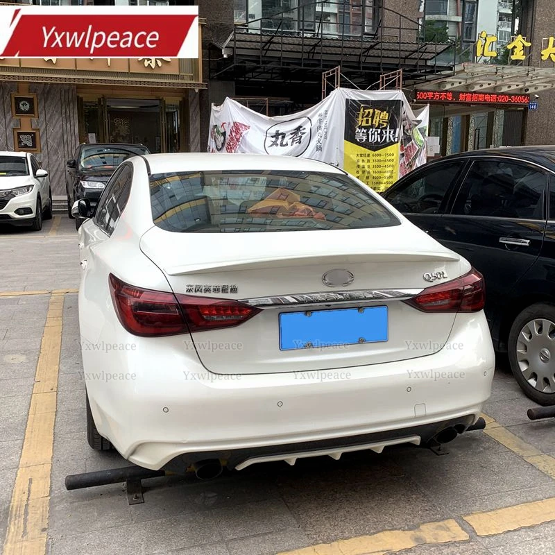 

For Infiniti Q50 Q50L 2014 2015 2016 Spoiler High Quality ABS Material Rear Trunk Lip Spoiler Primer Color Car Rear Trim