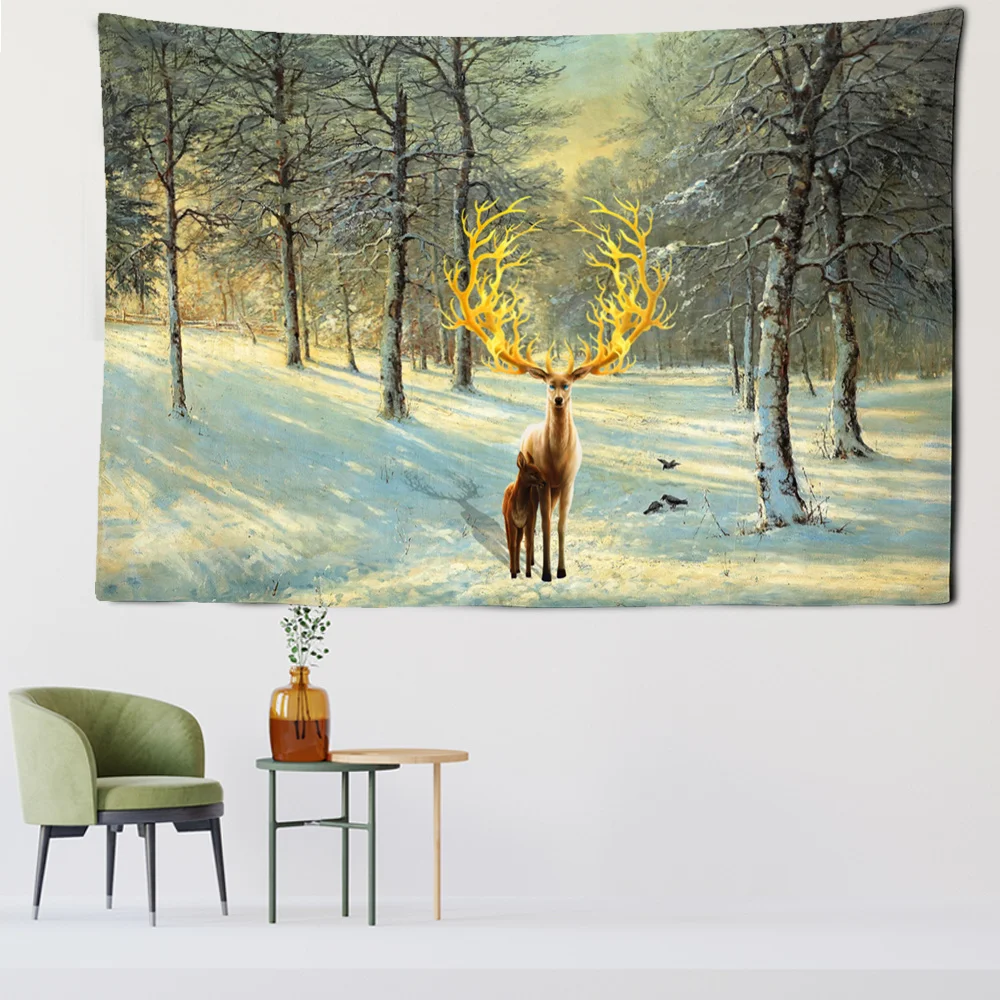 

Гобелен с рогами лося, настенный гобелен, ТАПИС, Карта Таро, мандала, кавайная детская комната, для девочек, общежитие, домашний декор