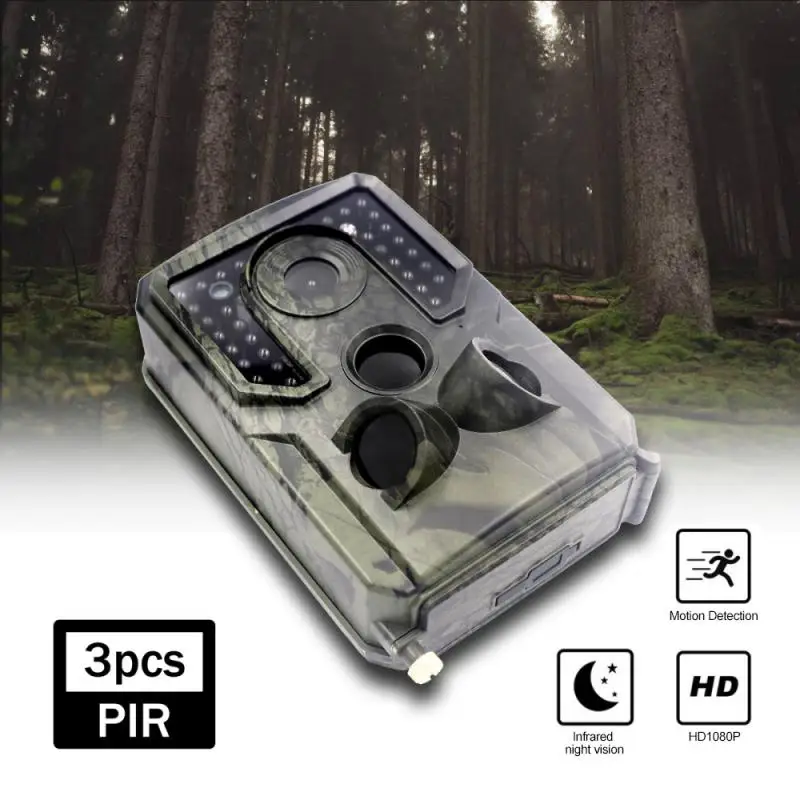 

Trail Camera 12MP 1080P HD Wildlife Scouting Hunting Cam 120° Wide Angle Lens Waterproof Monitoring Infrared Heat Sensing