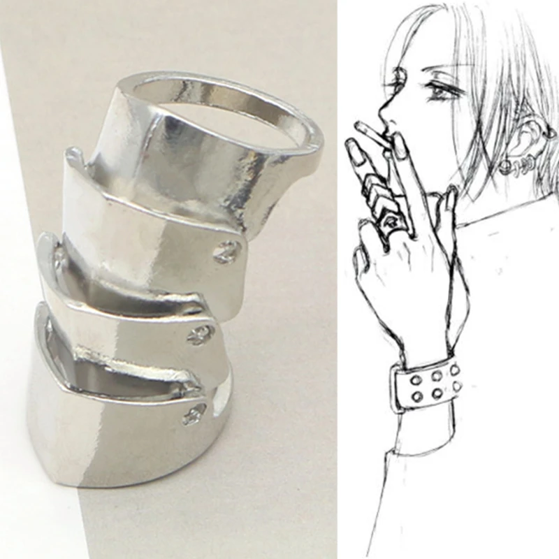 

Oosaki Nana Anime Cosplay Rock Punk Armor Finger Knuckle Metal Ring Unisex Women Jewelry Accessories Prop Halloween