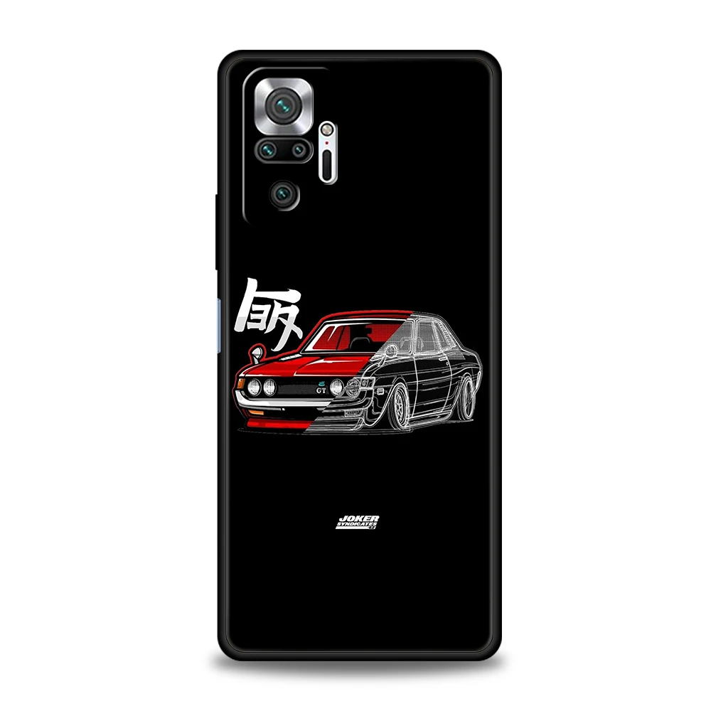 JDM Sports Car Phone Case For Redmi Note 10 11 Pro K40 Gaming 11T 9T 7 8 8T 9 8A 9A 9C 9S Pro Soft Shockproof Shell Fundas Coque