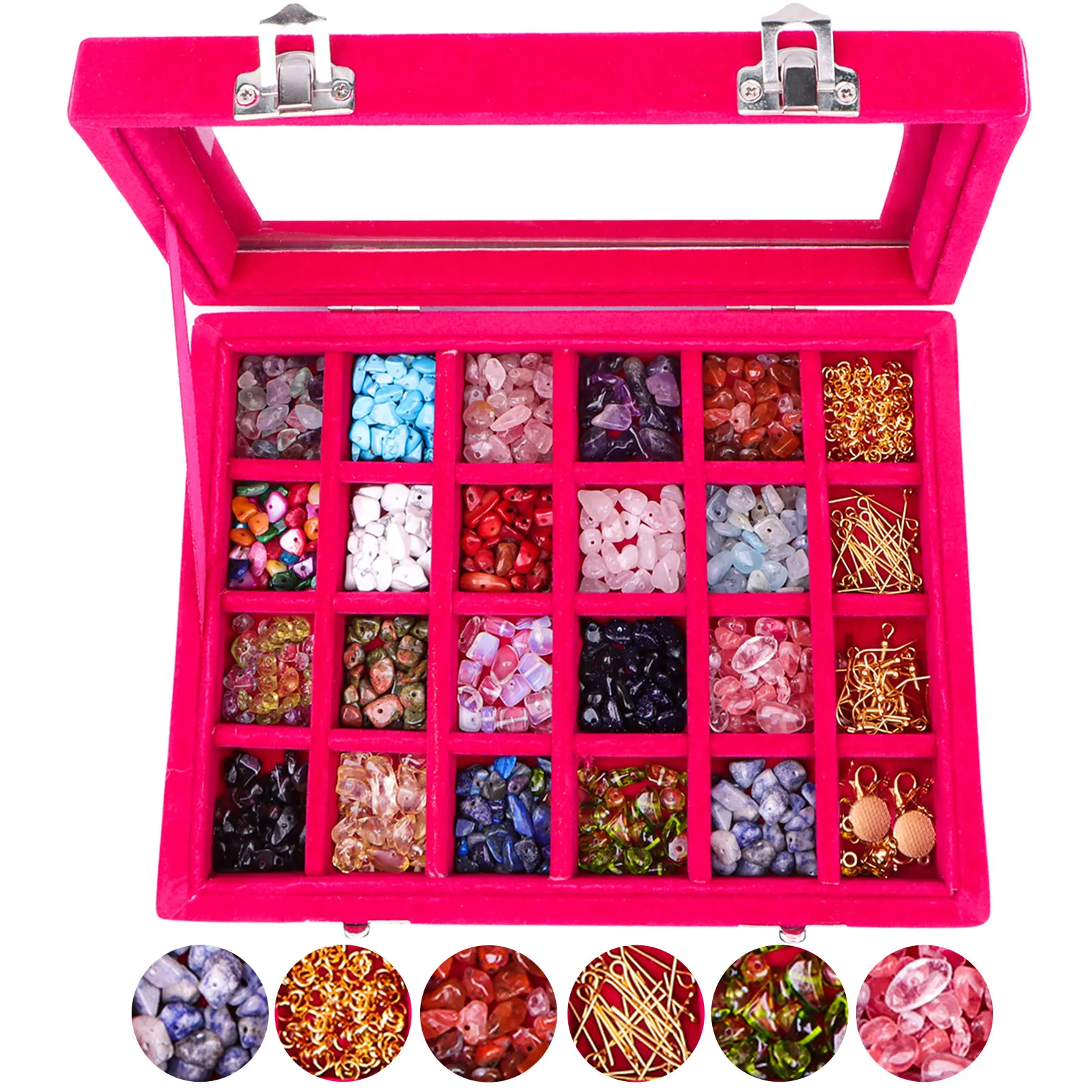 

820pcs Irregular Chip Gravel Beads Natural Stone Beads Gift Box Jewelry Storage Box Set For Jewelry Making Diy Necklace Bracelet