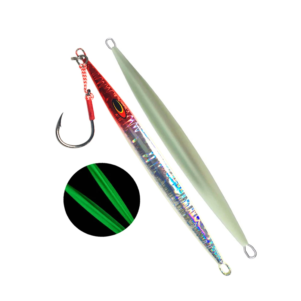 

Topline Track Metal Lead Jigging Fishing Lure Treble Hooks Saltwater 80g Luminous Artificial Hard Casting Trolling Fishing Bait