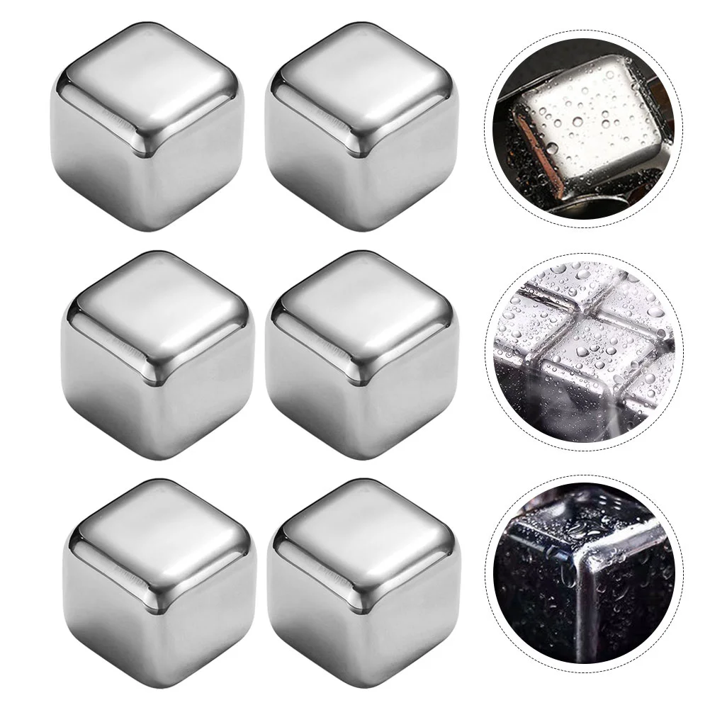 

6Pcs Cooler Cube Reusable Cubes Metal Drinks Stones Chilling Stones Chilling Stones