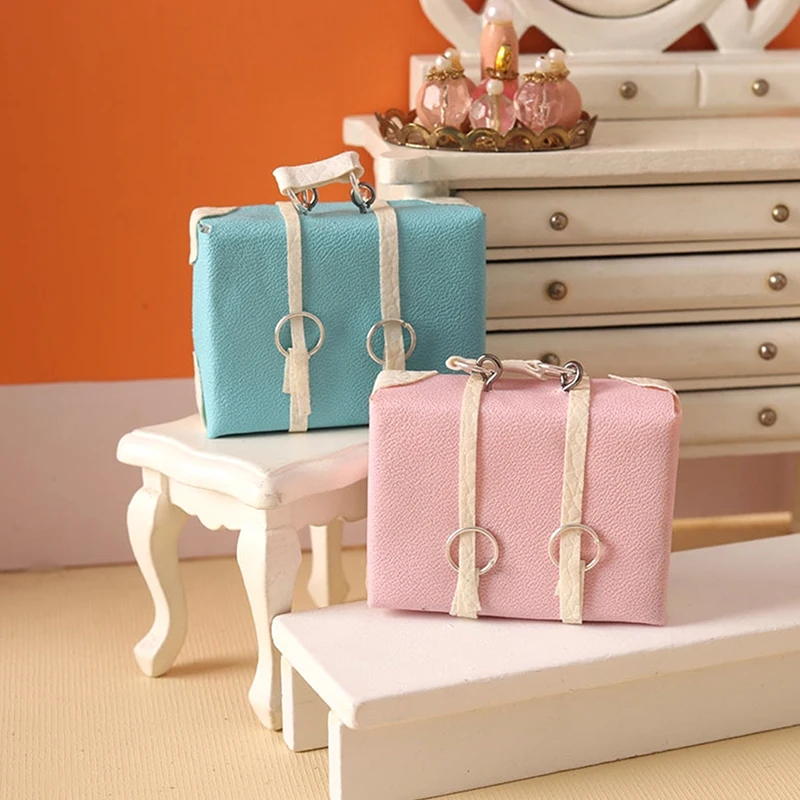 

1:12 Dollhouse Miniature Luggage Briefcase Handbag Vintage Suitcase Model Home Living Scene Decor Toy