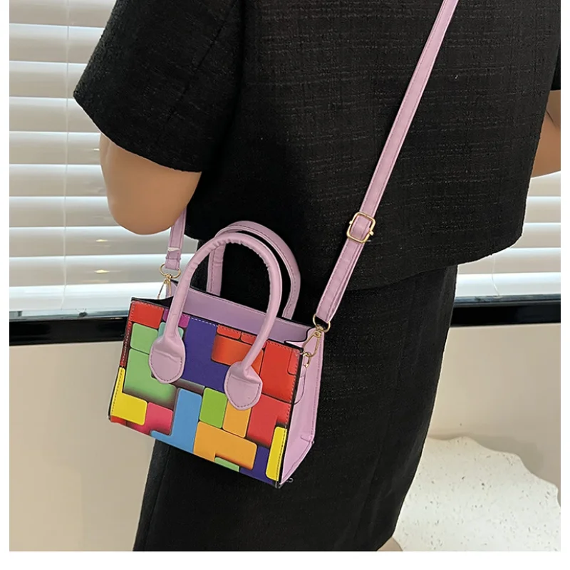 Stitching Women Summer Shoulder Crossbody Bag Chain PU Leather Ladies Messenger Bag Female Small Square Bag Clutch Bags Handbags