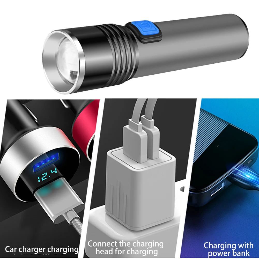 

T6 Масштабируемая светодиодная мини-вспышка 3 режима USB перезаряжаемая Встроенная батарея водонепроницаемая для наружного охоты кемпинга с...