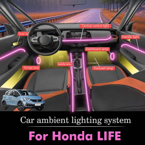 Для Honda LIFE салон автомобиля декоративный окружающий свет RGB 64-цветный светодиодный умный пульт дистанционного управления энергосберегающий эффективный комплект