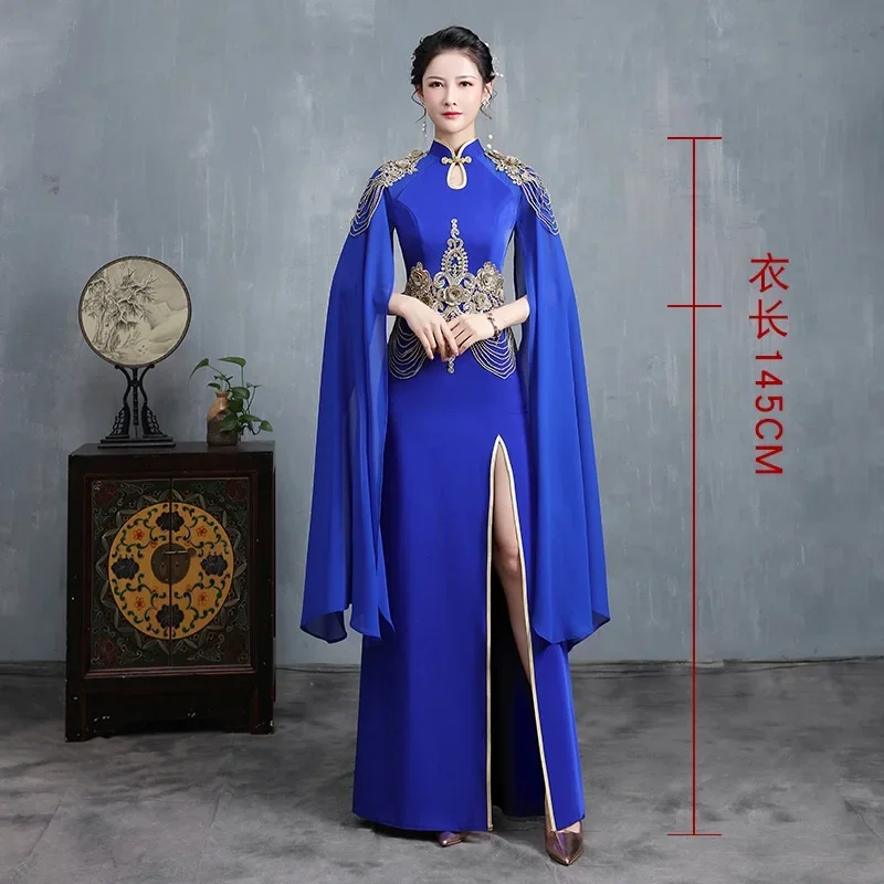 Новое Женское улучшенное китайское платье чонсам пикантное длинное для