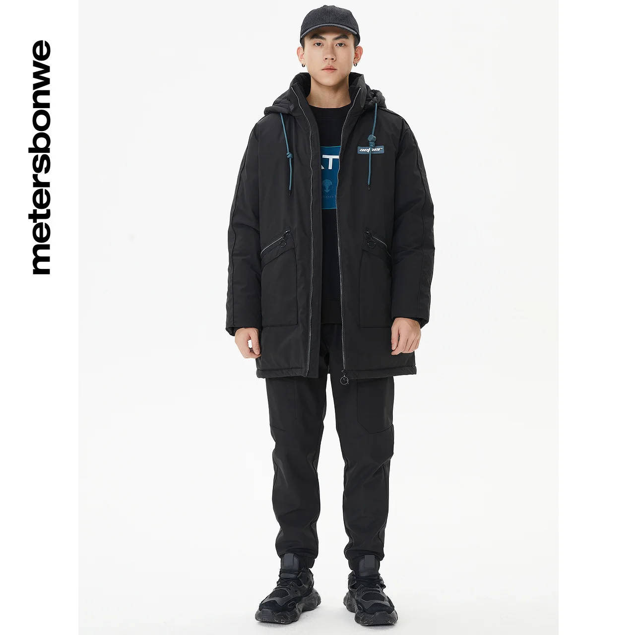 Metersbonwe Long Down Jacket Men Winter Warm 80% Gray Duck Down Hooded Anti-snow Winter Loose Down Coat Brand Warm Outerwear
