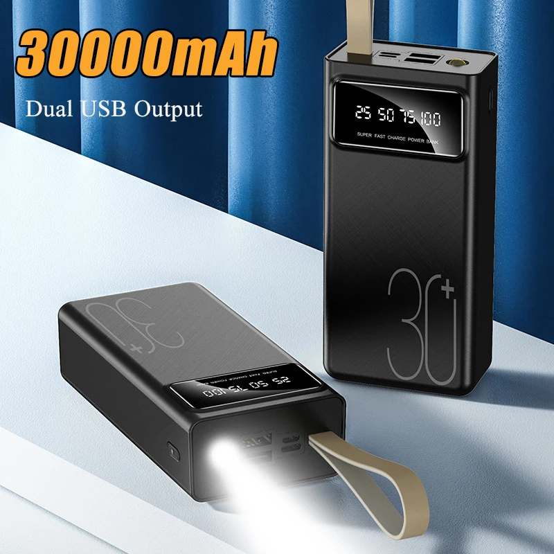 

Large Capacity 30000mAh Power Bank Portable Charger Dual USB Output External Battery Powerbank For iPhone Xiaomi Samsung Huawei