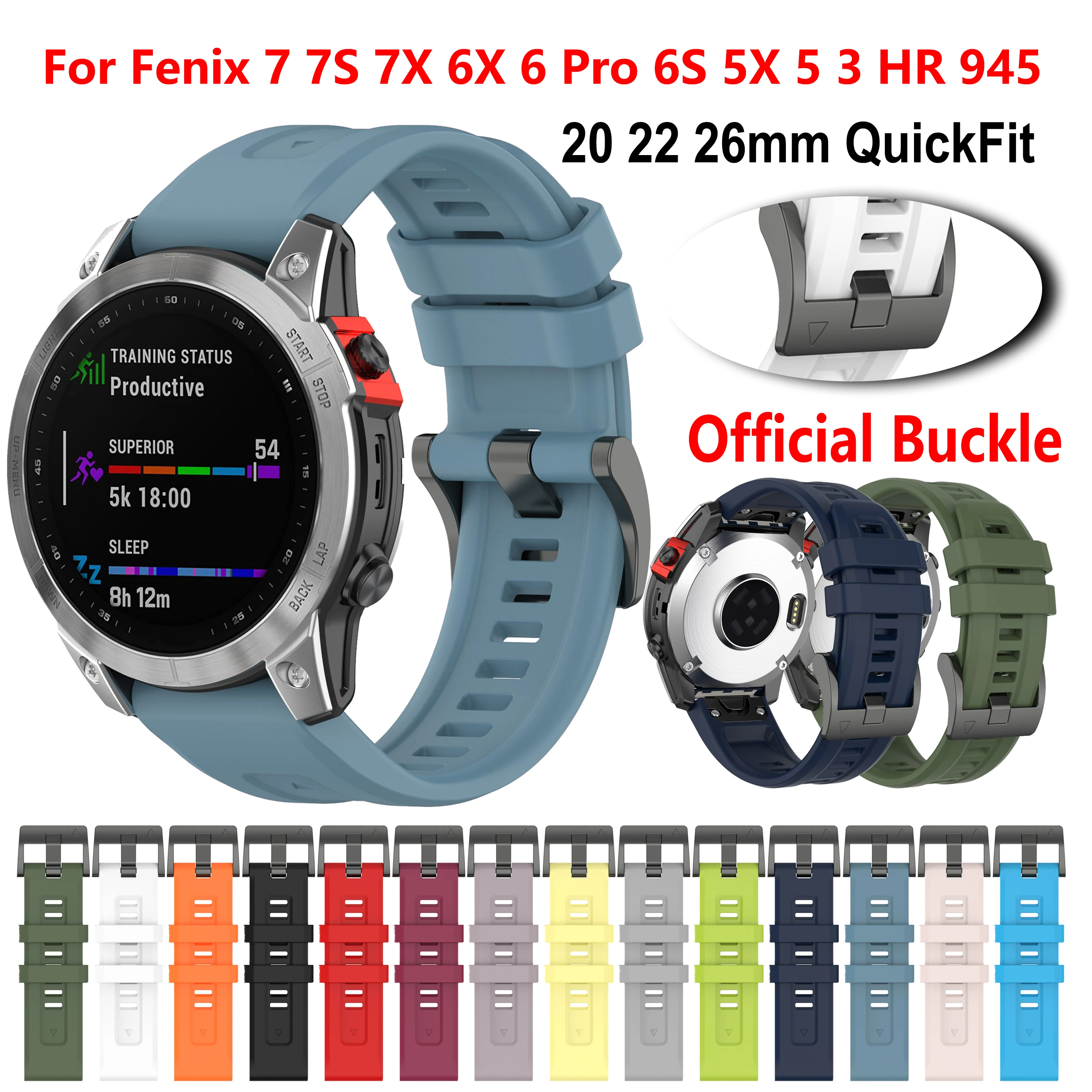 

22 26MM Bracelet for Fenix 7X 6X Pro 5X 7 6 5 7S 6S 5S Plus 3HR 945 Smart Watch Band QuickFit for Garmin Descent mk1 mk2 Enduro