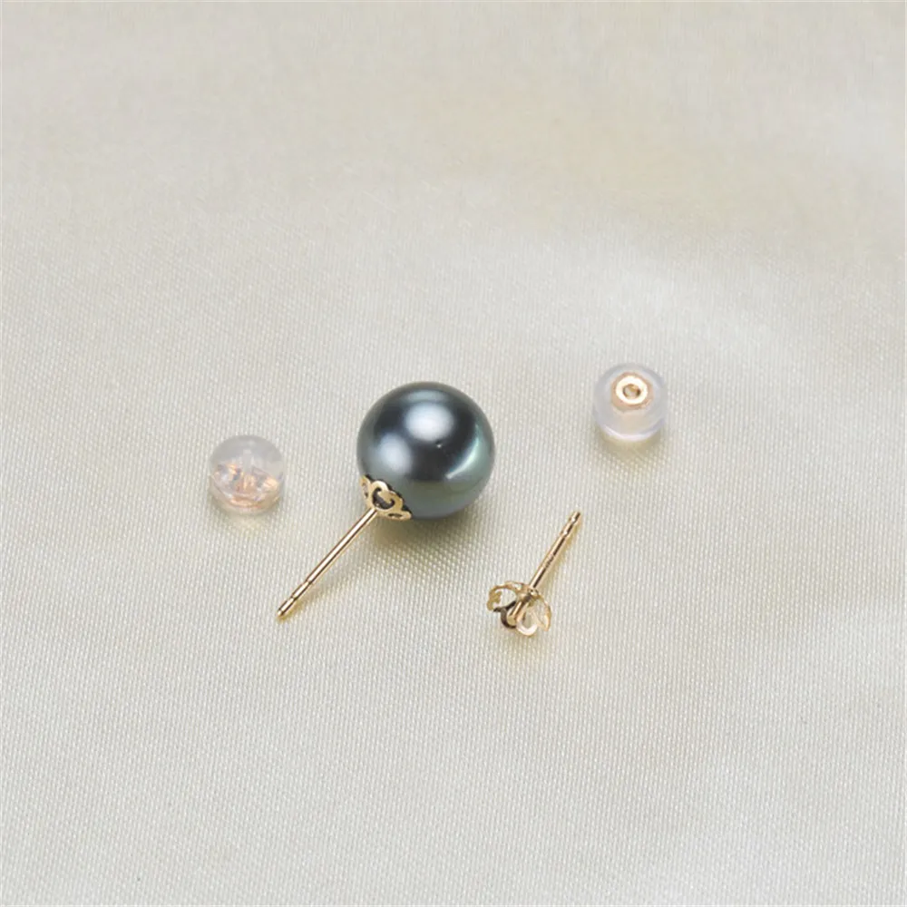 

Real G18K Gold AU750 Half hole bead support earpin stick pearl 4.5mm earpin diy earring material No Pearl