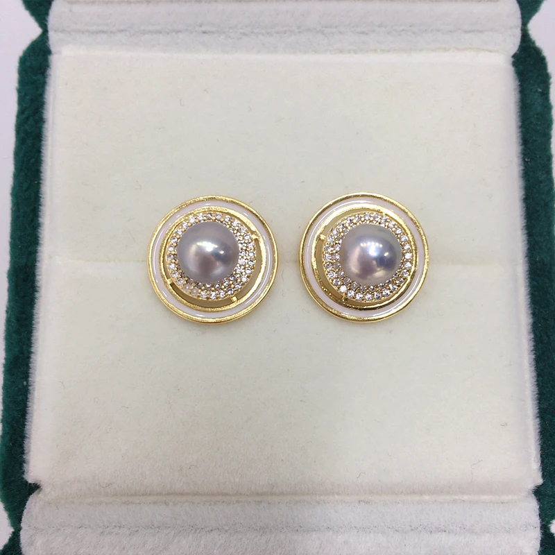 ZHBORUINI 2024 серьги из натурального пресноводного жемчуга с круглым темпераментом