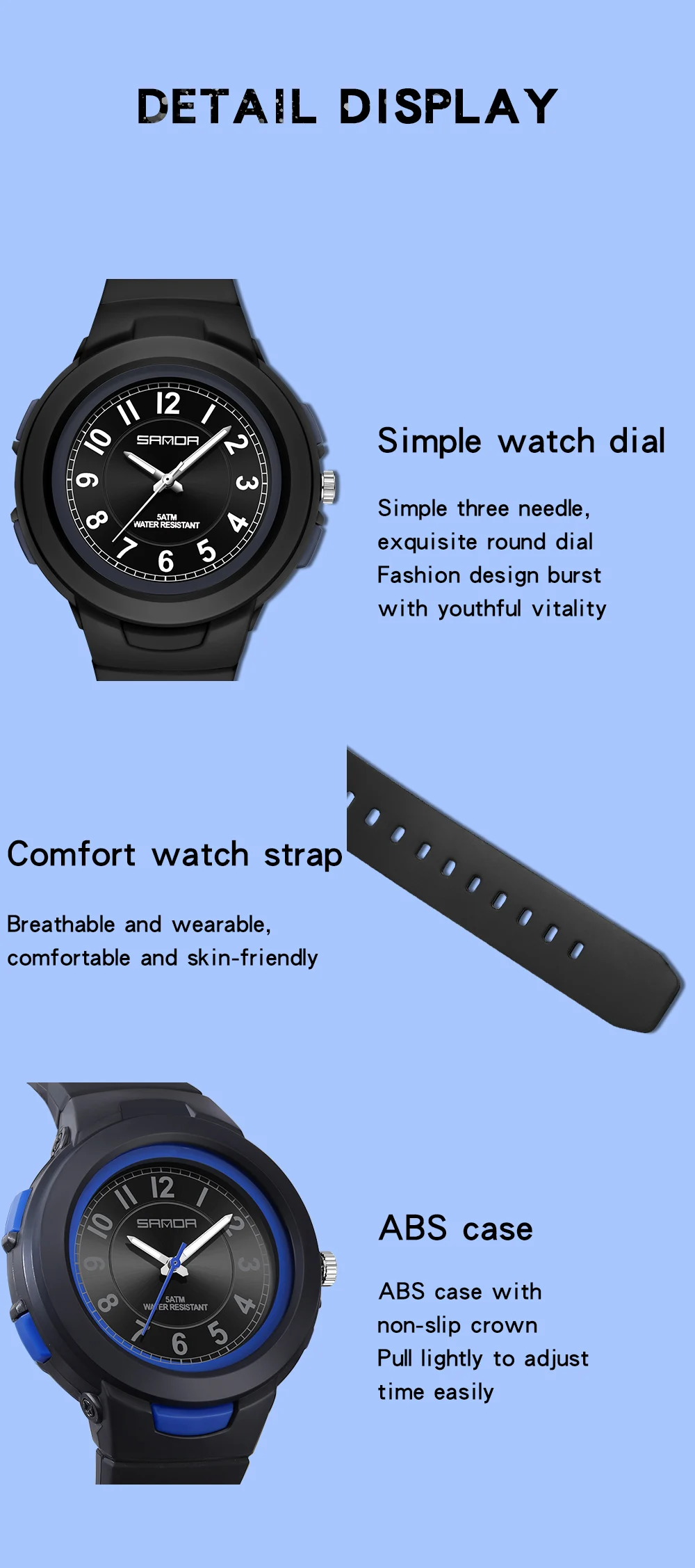 2023 SANDA Fashion Causual Quartz Movement Watch Popular Universal Student Clock Waterproof Men Women Simple Design Watches 6095