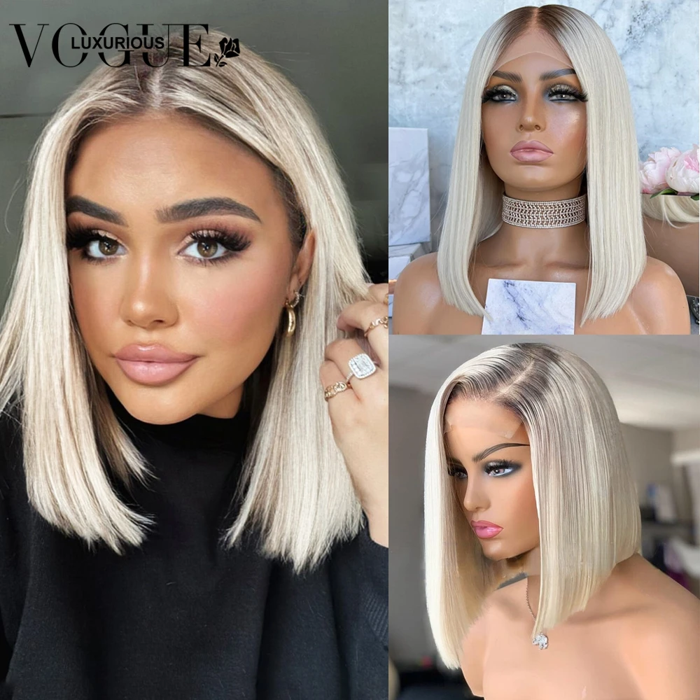 Короткий боб бразильские человеческие волосы Remy кружевные фронтальные парики