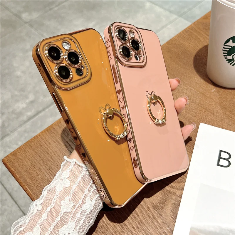 Силиконовый ударопрочный чехол с кольцом-держателем для iPhone 11 12 13 Pro Max XS X XR 7 8 Plus SE20