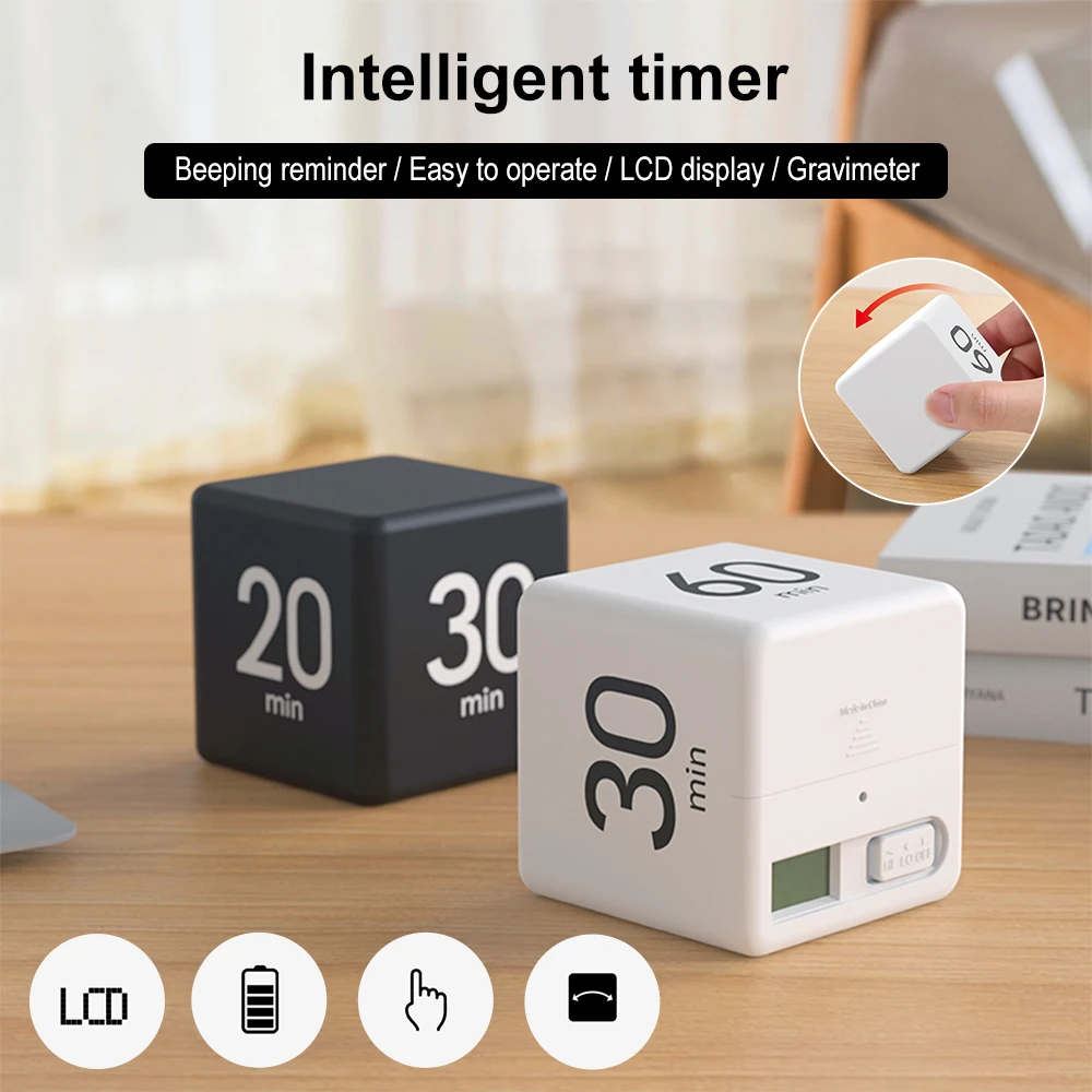 Digital Display Time Management Pp Cube Shape Countdown Home