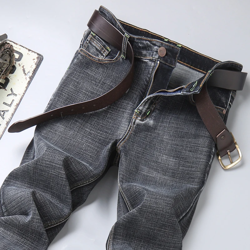 Thoshine Brand Spring Summer Men Thin Jeans Straight Slim Fit Fashion Style Denim Pants Cowboy Casual Trousers Lightweight