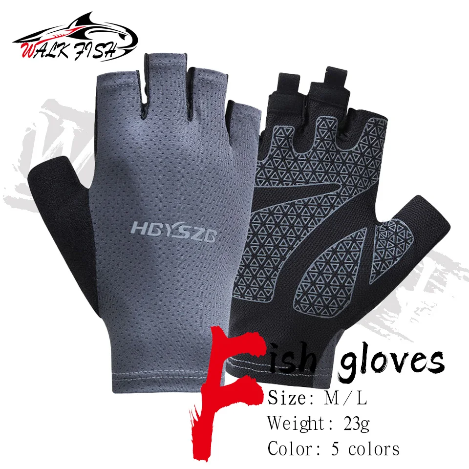 

WALK FISH Summer Half Finger Fishing Gloves Anti-Slip Breathable Silicone Men Sports Gloves For Male Women Fitness Cycling Glove
