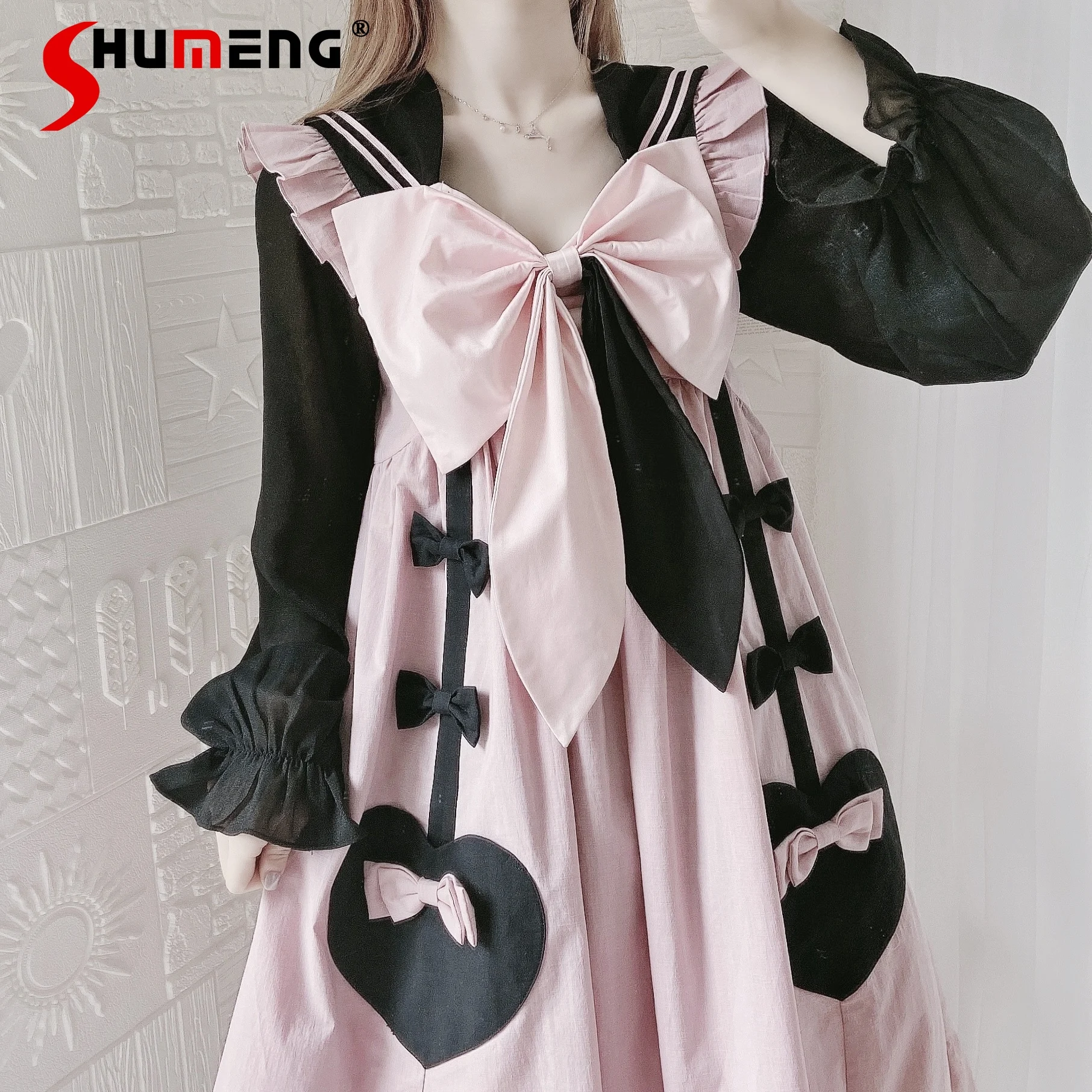 

Japanese Style Bow Inner Lolita Cute Bottoming Shirt Soft Girl Long Sleeve Top Spring Autumn Elegant Blouse Shirts for Women