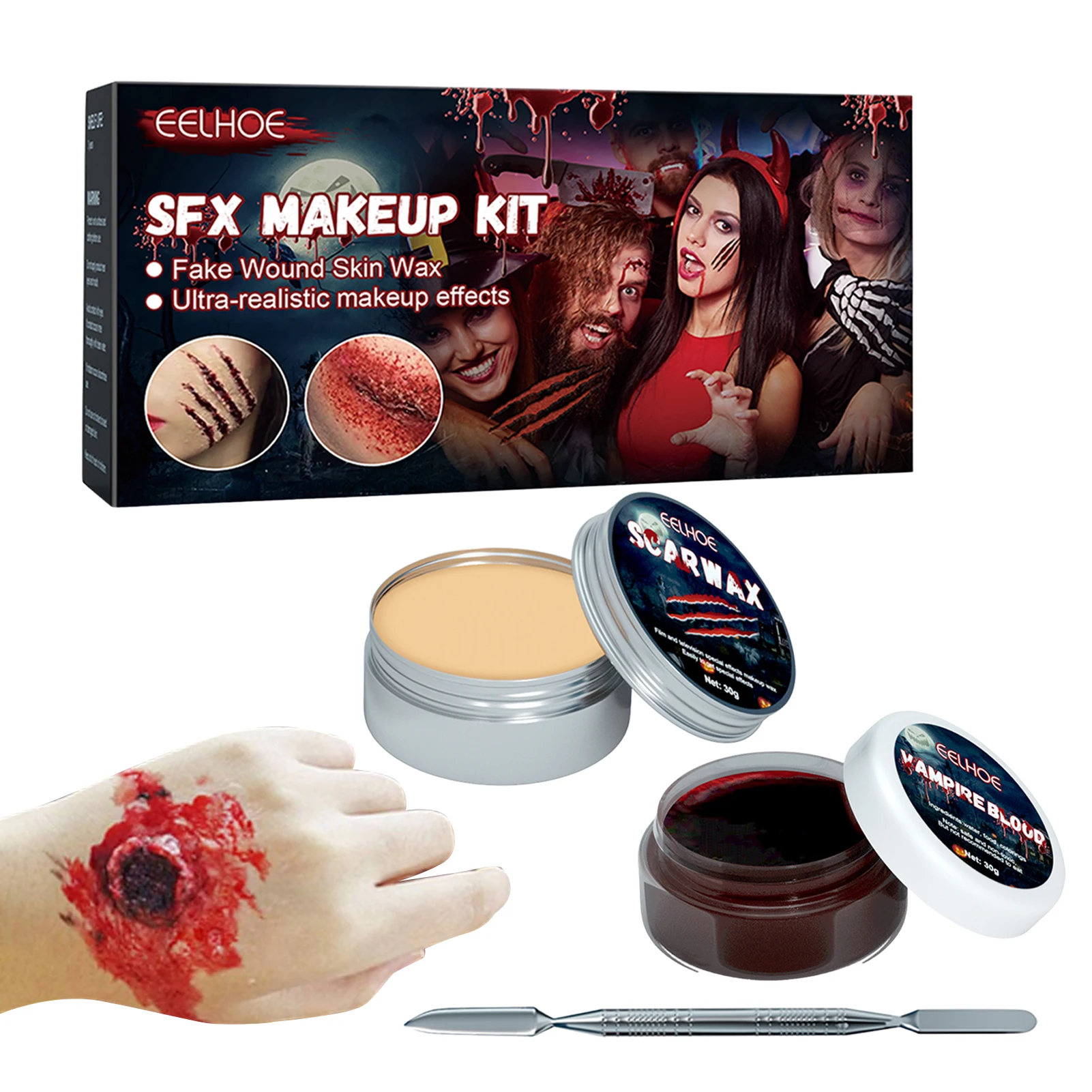 

Scar Wax Kit Scar Wax Kit Fake Blood Gel SFX Halloween Vampire Makeup Making Artificial Scars Scratches Special Effect Makeup