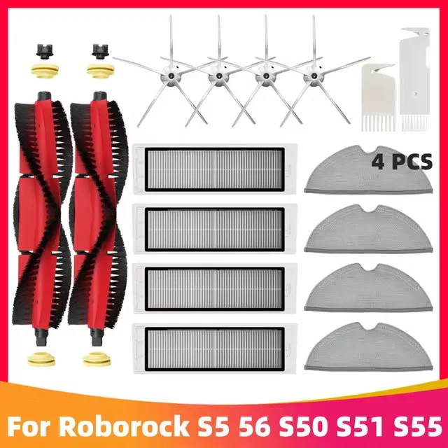 

Запчасти для робота-пылесоса Xiaomi Roborock S5 S502-00 S5 Max S6 S6 MaxV S6 Pure E4 E5, основная боковая щетка, Hepa фильтр, швабра