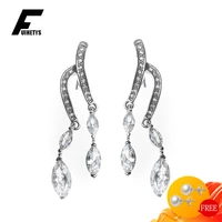 fashion earrings 925 silver jewelry water drop shape cubic zirconia gemstone earrings for women wedding engagement accessories