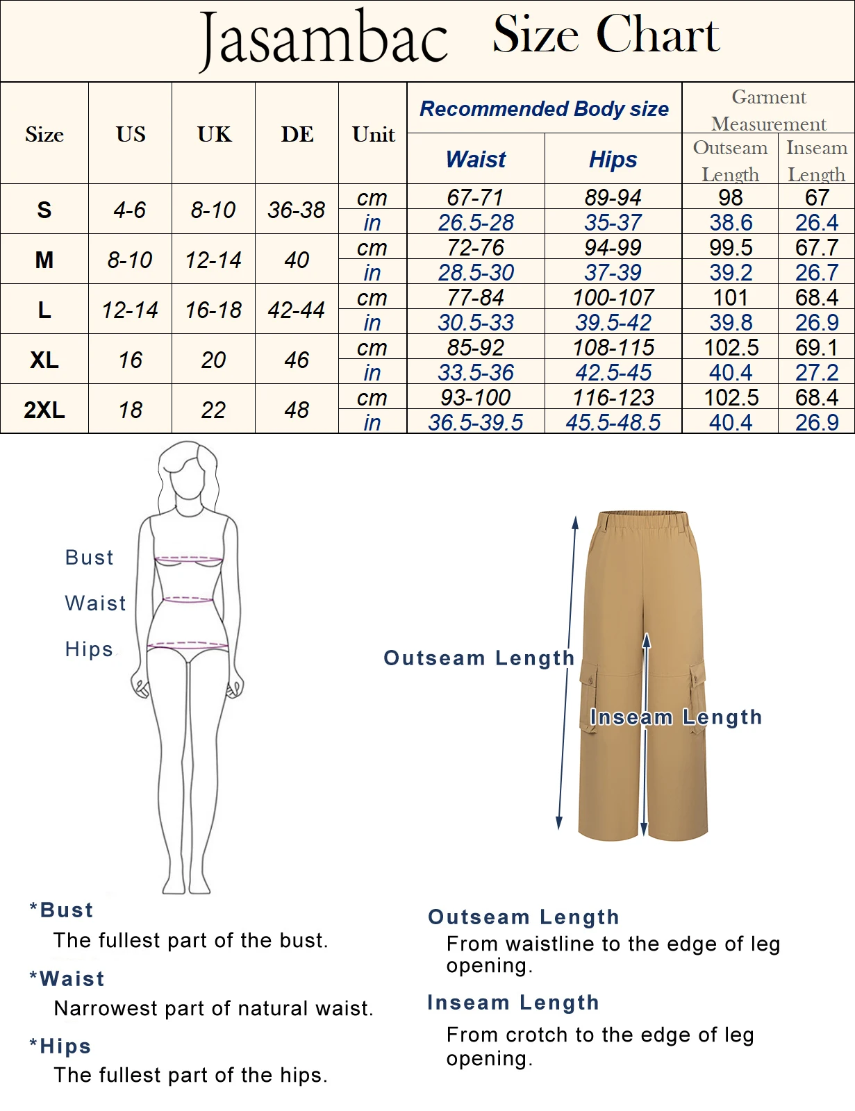 Jasambac женские брюки с высокой талией прямые модные повседневные эластичной