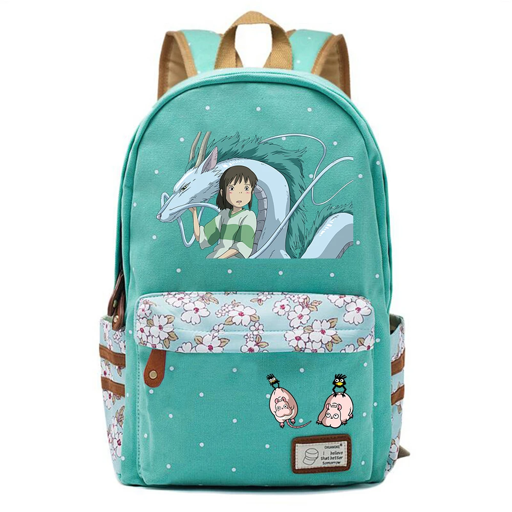 

Anime Spirited Away Print Backpack Student Cartoon Schoolbag Teenger Canvas Packsack Casual Knapsack Unisex Travel Laptop Bag