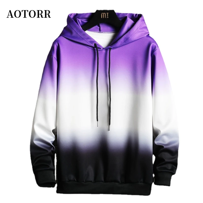 

2022 Spring New Mens Harajuku Hoodies Casual Fashion Sweatshirts Hip Hop Streetwear Male Hooded Pullover Tops Gradient Patchwork