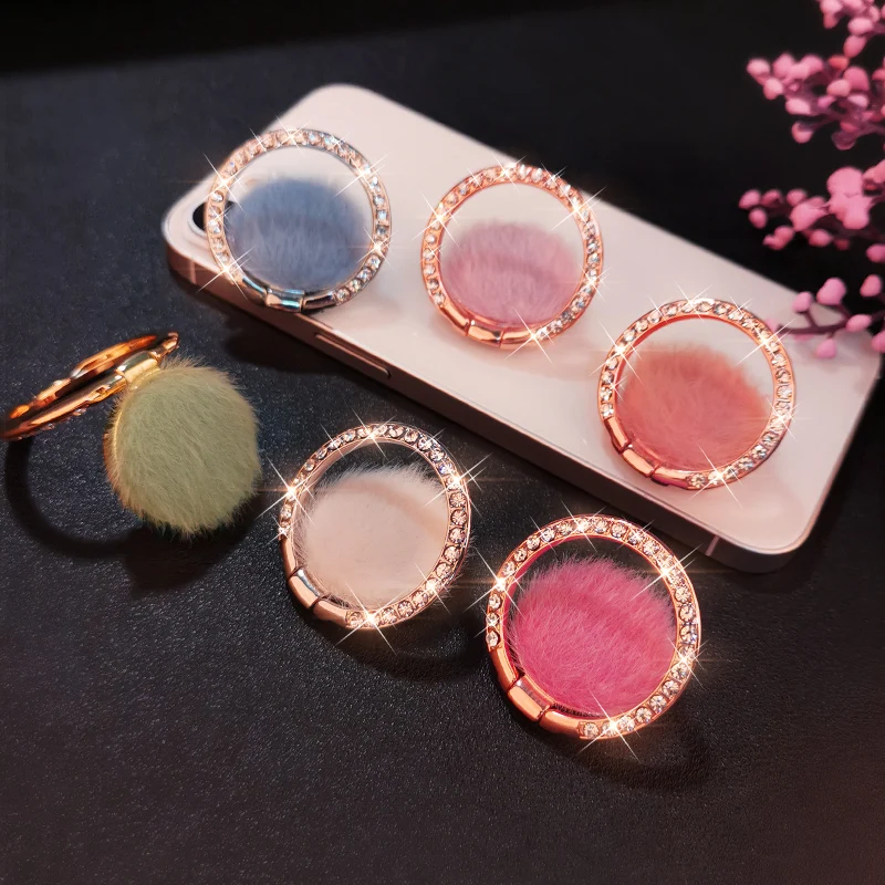 

Mobile phone holder mobile phone smart round mobile phone ring holder plush plush ring diamond holder holder ring phone