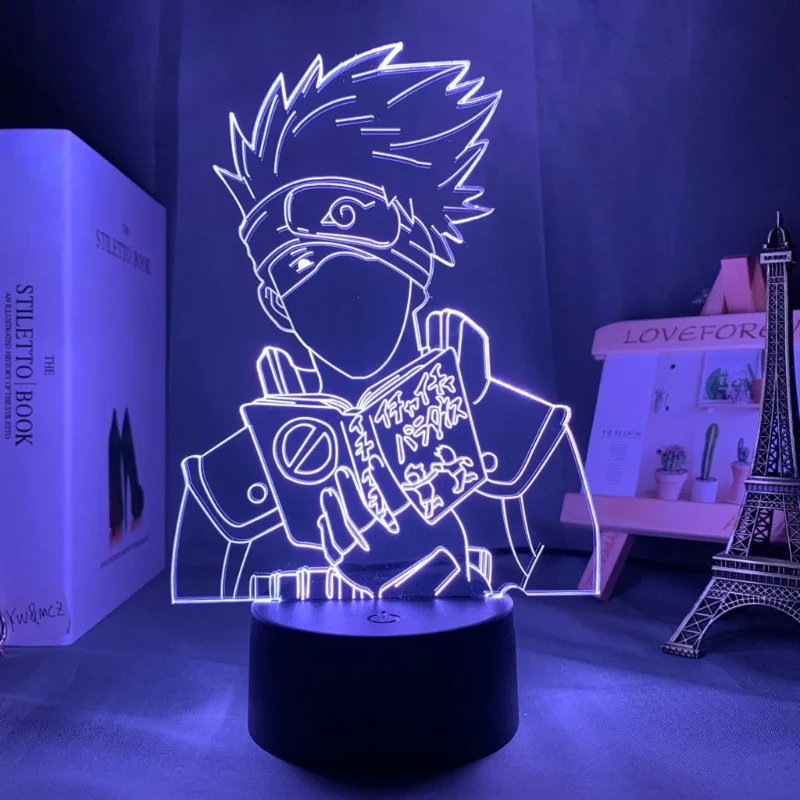 

Naruto Flag Wood Kakashi Hand-Made Anime Peripheral Desktop Decoration Dormitory Small Night Lamp with Remote Control Switch