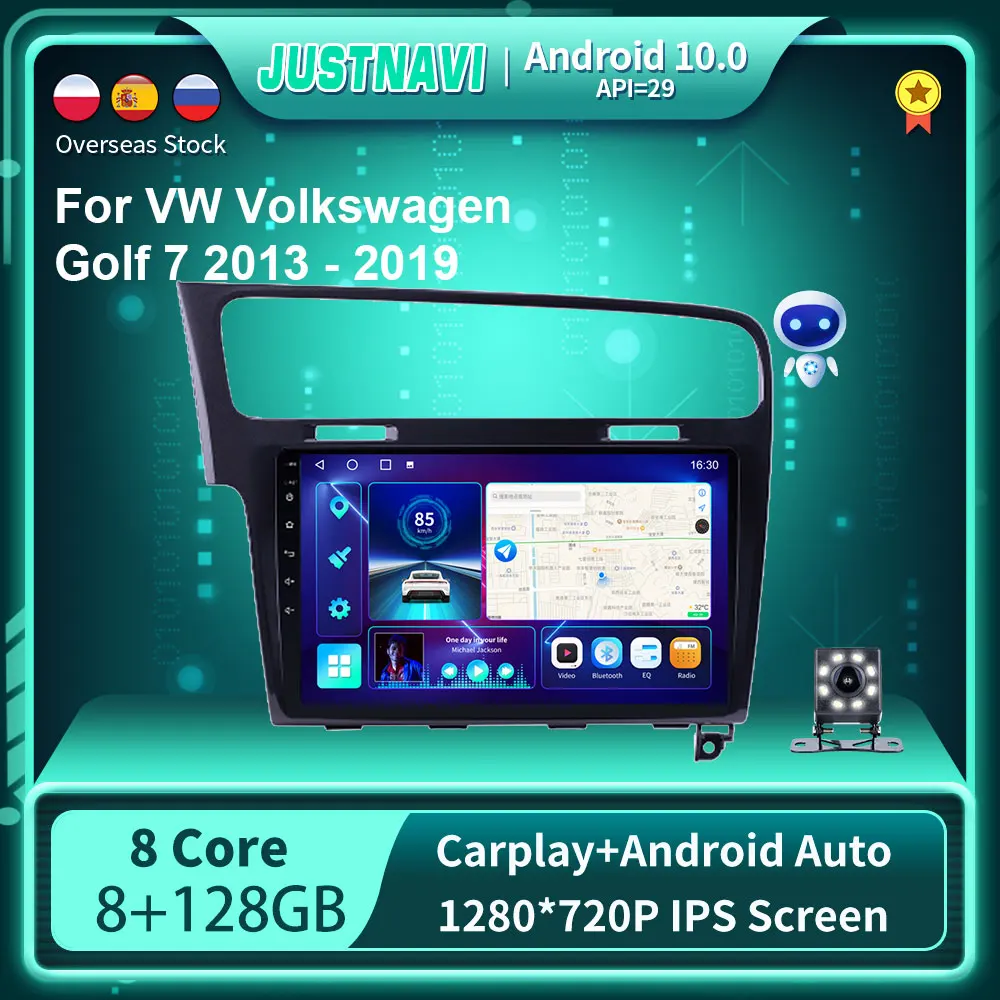 Автомобильный радиоприемник JUSTNAVI для Volkswagen VW Golf 7 2013-2020 MK7 HD мультимедийный Android 10