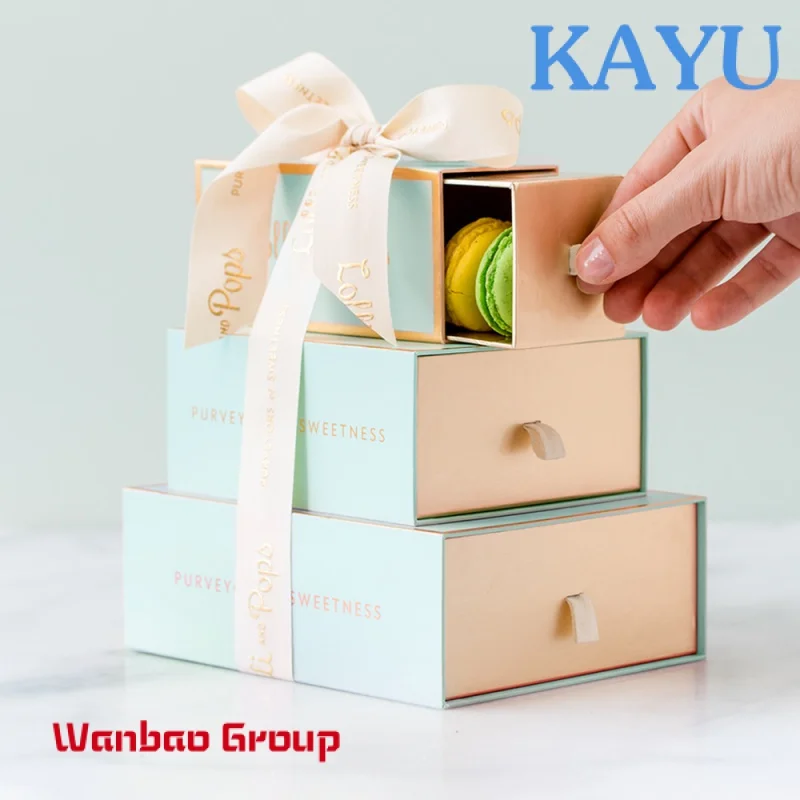 Cheap Custom Eco-friendly Paper Candy Macaron Gift Box Packaging With Ribbon Chocolate Cake Boxes Packaging With Clear Window