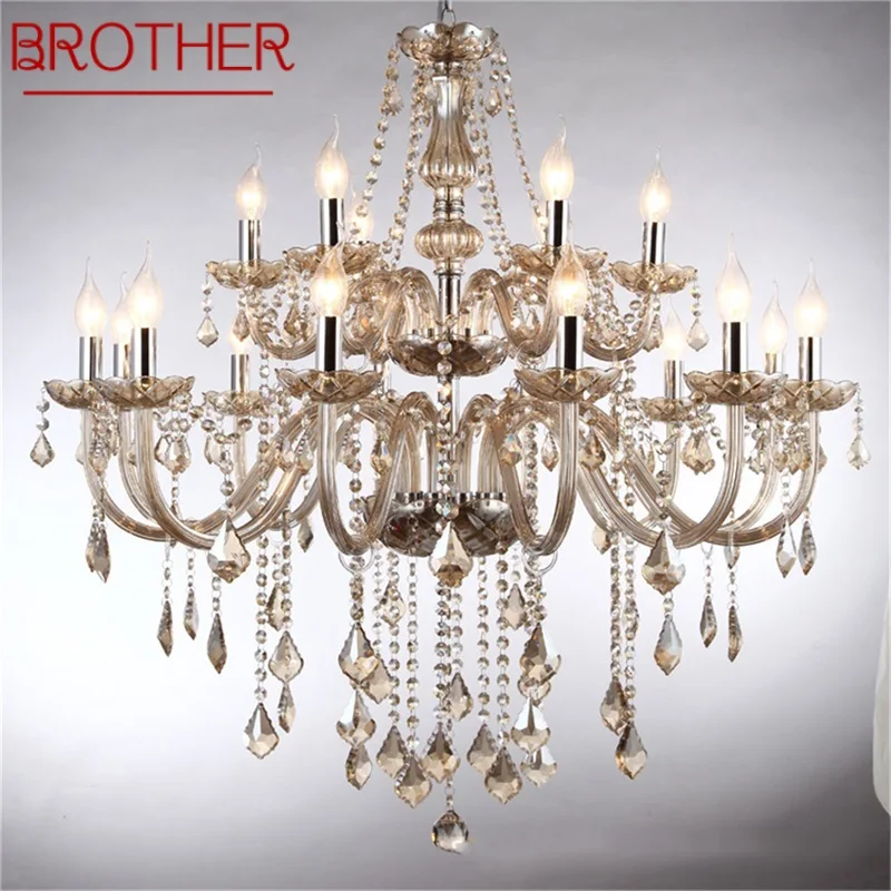 

Люстра BROTHER в европейском стиле, подвесная Хрустальная свеча, роскошные светодиодные светильники для дома, гостиницы, зала