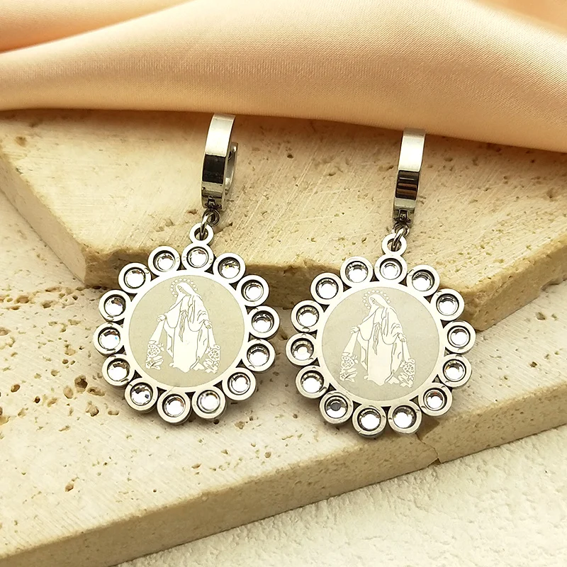 Женские серьги-кольца с молитвенным обручем из нержавеющей стали