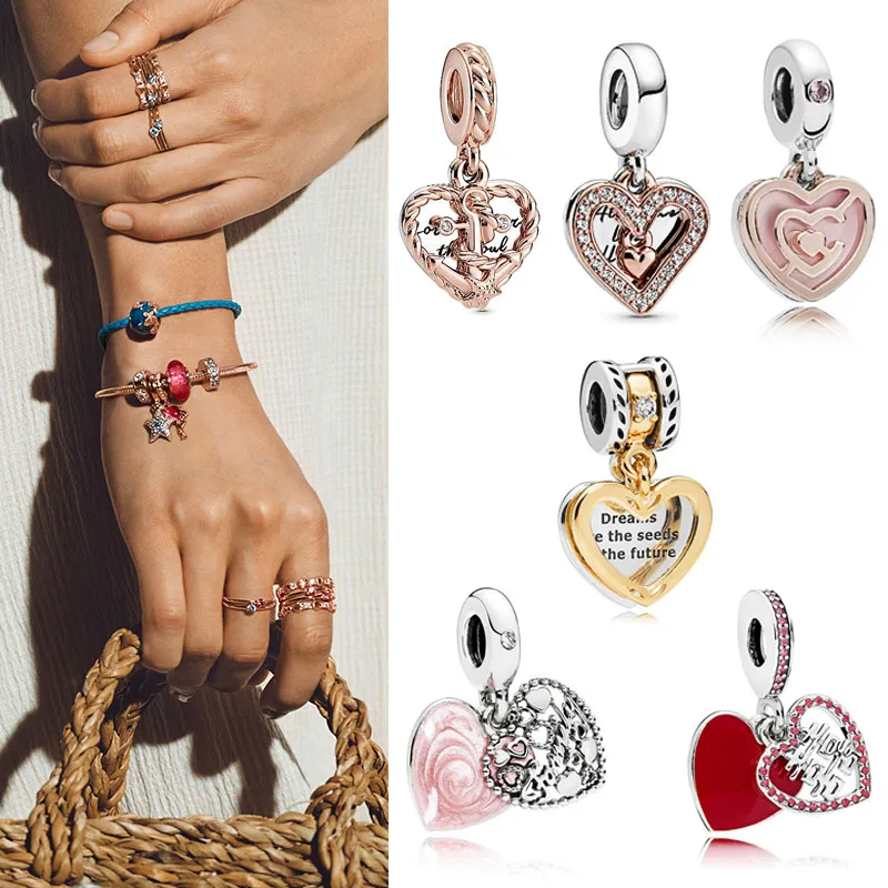 

100% 925 Sterling Silver Charm Chinese Style Double Happiness Pendant Fit Pandora Women Bracelet & Necklace Diy Jewelry