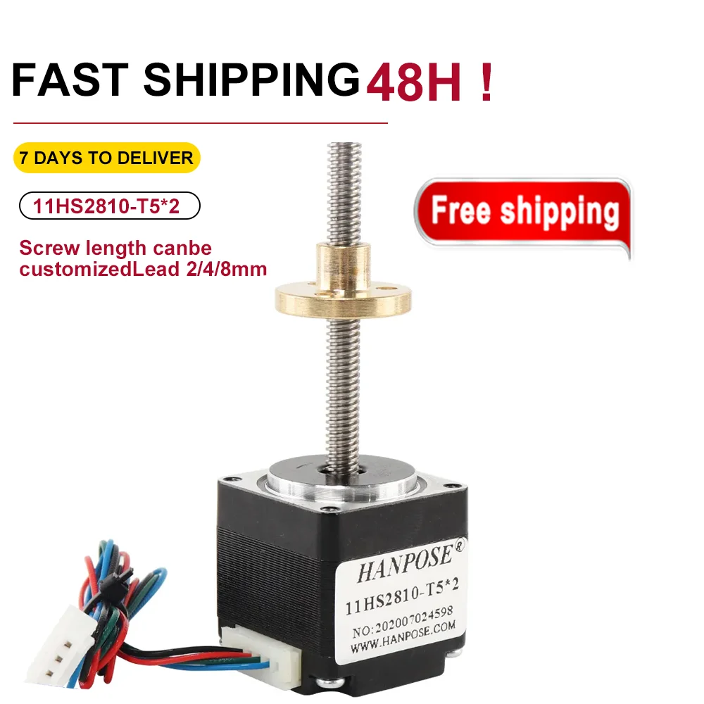 28-винтовой шаговый двигатель NEMA11 Т-образный с винтовым стержнем 11HS2810-T5*2 длина