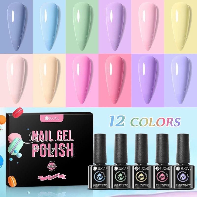 

UR SUGAR 12/18 Fashion Colors Gel Nail Polish Set 7ml Glass Bottle Spring Summer UV Led Varnish Nail Salon Used Gel Manicure Kit